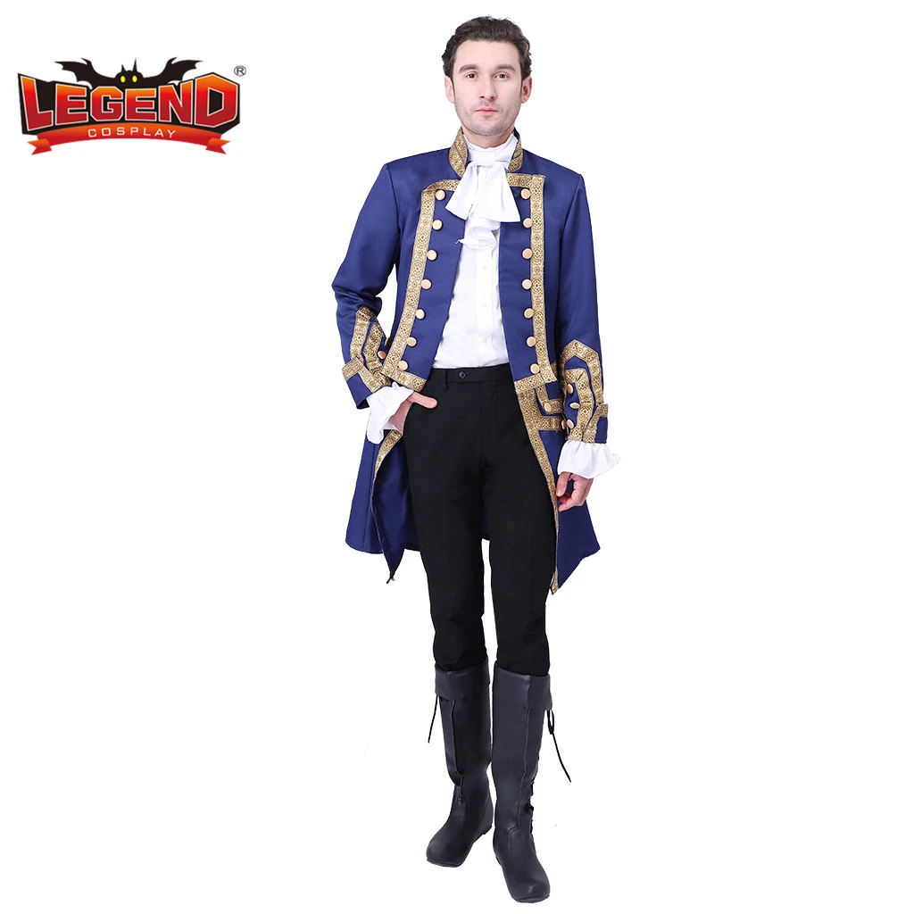 Cosplay Legend Colonial Military Officer Blue Uniform Jacket Adult Men