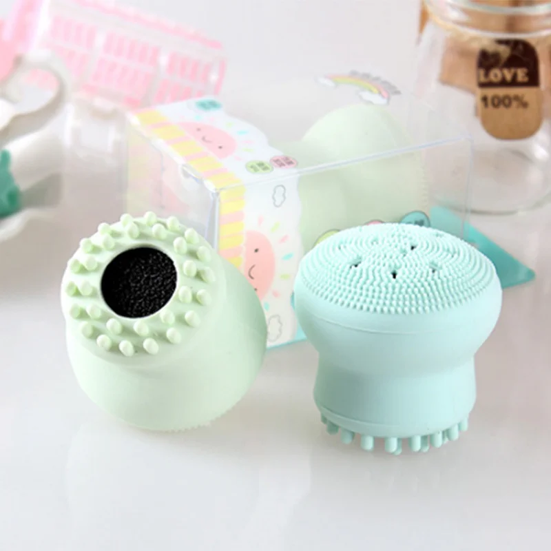 Small Sun Cleansing Brush NEW Silicone Sponge Face Cleansing Brush Double Head Cleansing Jellyfish Small Octopus Wash Brush