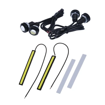 

6 Pcs Lamp:4 Pcs LED Lamp Bulb Rear Backup Lights DC 12V 3W White for Car & 2 Pcs 5W LED Daytime Running Lights DC12V