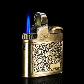 

Metal Gas Lighter Windproof Refillable Adjustable Cigarette Flame Lighter Cigar Butane Torch Lighter Gadgets NO GAS CL46