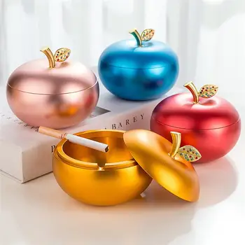 

Aluminum Apple Ashtray With Lid Creative Cigarette Ashtray Ash Tray Vehicle Ashtray Decoration Ashtray Decorative Box Ashtrays