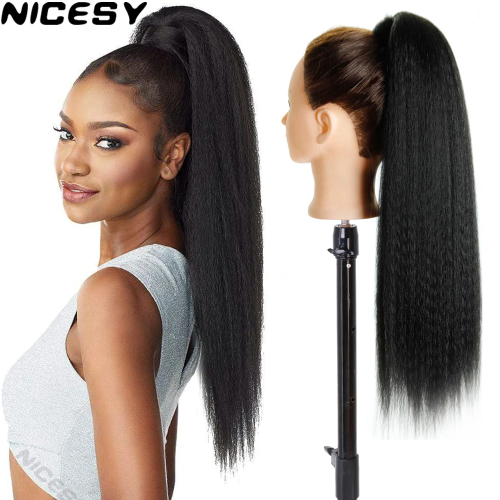 cabelo natural kinky 24 Polegada cordão sintético rabo de cavalo para mulher