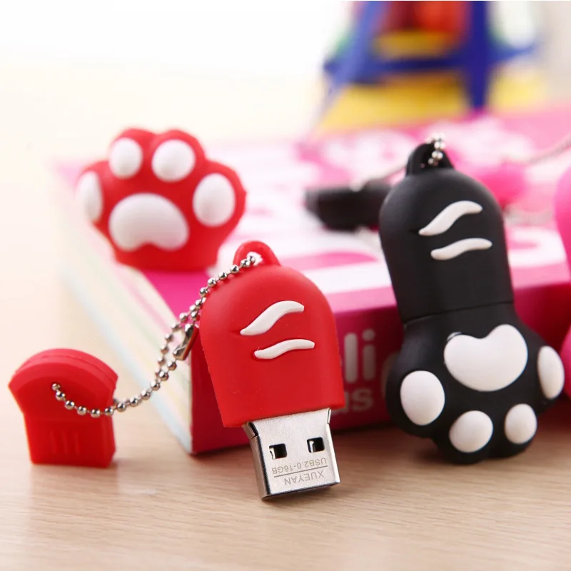 Милый мультяшный Кот коготь Usb флэш накопитель 256 ГБ карта памяти