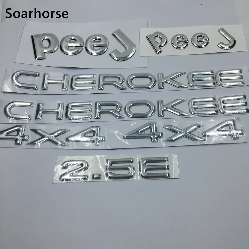 

7pcs/set For Jeep Cherokee 4x4 2.5E Letter Logo Car Body Emblem Badge Name Plate Sticker