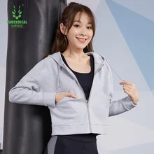 Спортивная куртка женская осенняя и зимняя повседневная для бега на молнии с капюшоном с длинным рукавом Одежда для тренировок дышащая рубашка для йоги Новинка