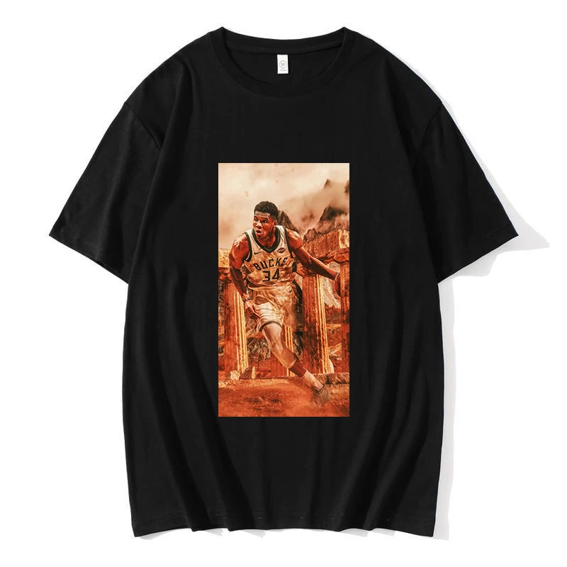 Camiseta con estampado de estrella Giannis para jugador de baloncesto, ropa de calle reflectante de diseño Original ODM, 100% algodón, personalizada, - AliExpress