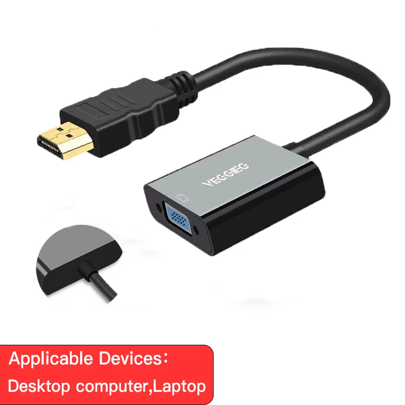 No Audio No Power 1 Обновленный чип HDMI к VGA адаптер Мужской к Famale конвертер сплиттер 1080P цифровой к ТВ AV видео аудио для ПК ноутбука PS4 - Цвет: No Audio No Power 1