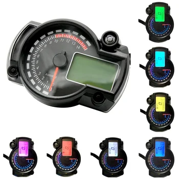 

Motorcycle Digital Light LCD Speedometer Odometer Tachometer W/ Speed Sensor 7 color display oil level meter Modern Universal