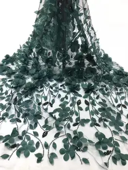 

Beautiful evening dress fabric three-dimensional decal sequin beads tube embroidery French net yarn African lace fabric wedding