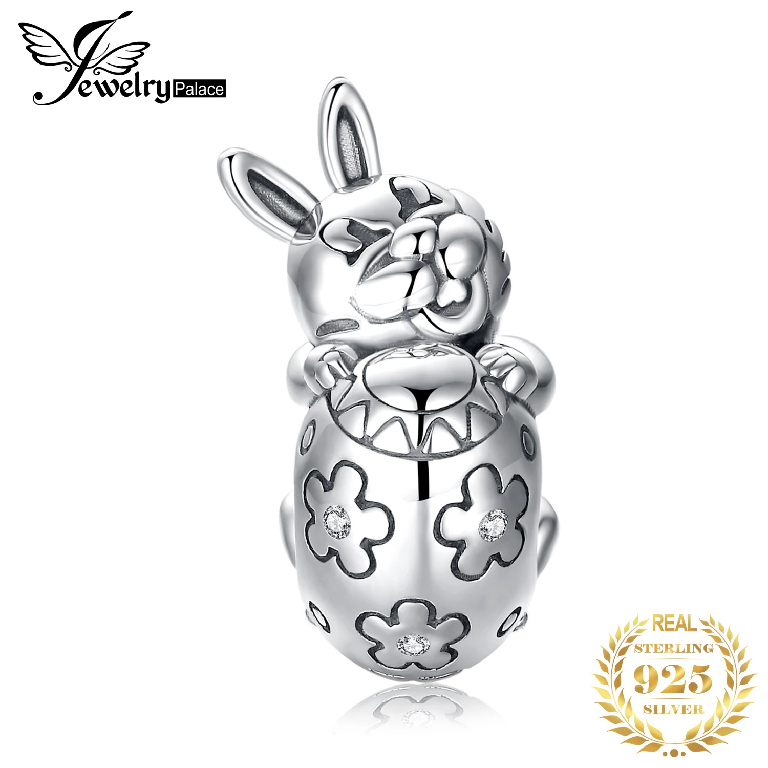 

JewelryPalace Easter Day Egg Rabbit 925 Sterling Silver Beads Charms Silver 925 Original For Bracelet Silver 925 original Making