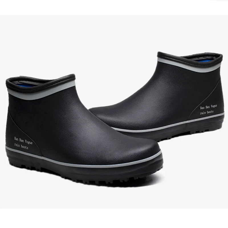 New Mens Water Boots Black Rubber Mens Rain Boots Outdoor Non-slip Mens Fishing Shoes Garden Work Shoes Men Zapatos De Hombre