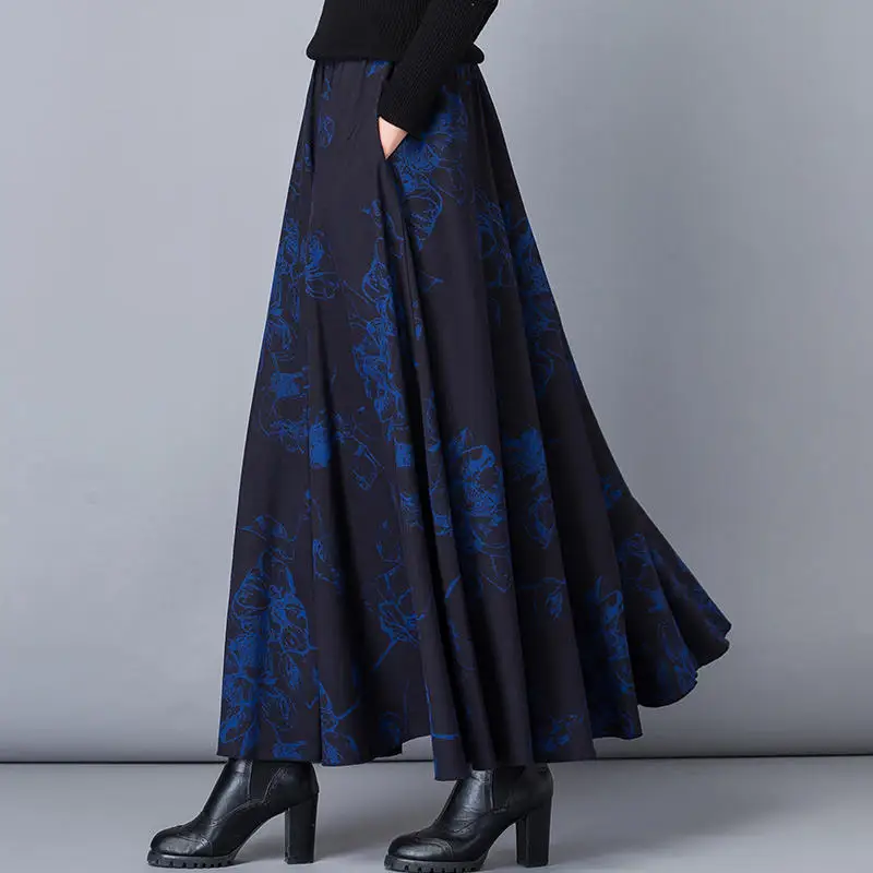15 Skirts Womens Винтажные женские юбки s Saia, осенне-зимняя юбка с высокой талией, женские элегантные юбки, Повседневная Длинная женская юбка с принтом, Jupe Femme Q2133 - Цвет: 15 Skirts Womens