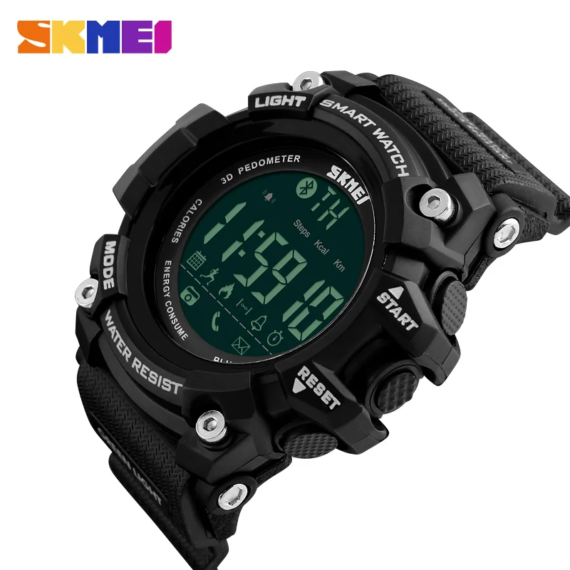 

SKMEI Men Sport Watch Smart 3D Pedometer Calories Watches Bluetooth Message Reminder Back Light 50M Waterproof Wristwatches 1227