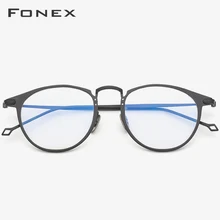 Оправа для очков из чистого титана, мужские поляризованные солнцезащитные очки на клипсах, очки по рецепту, Женские винтажные круглые оптические очки 502