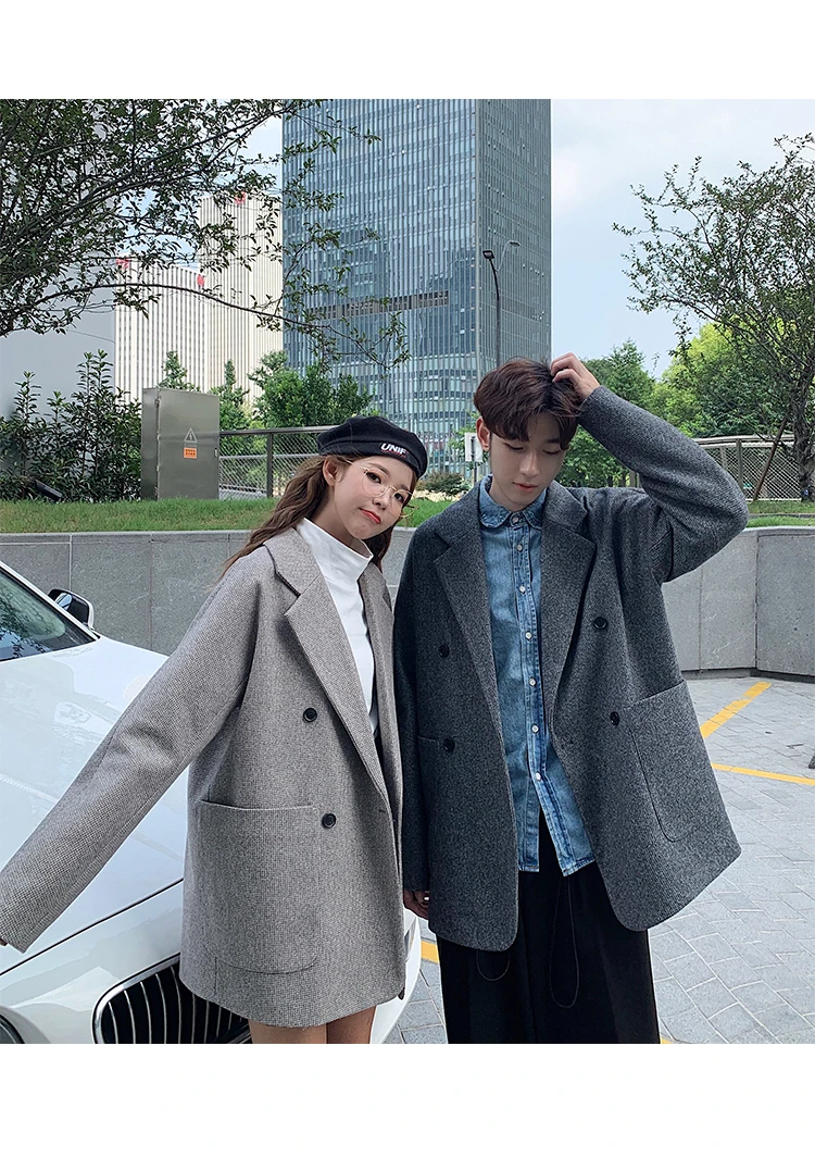 Autumn And Winter Clothing In The Long Section Of A Couple Wool Coat Suit Tide Male Fashion Casual Solid Color Jacket S-2XL
