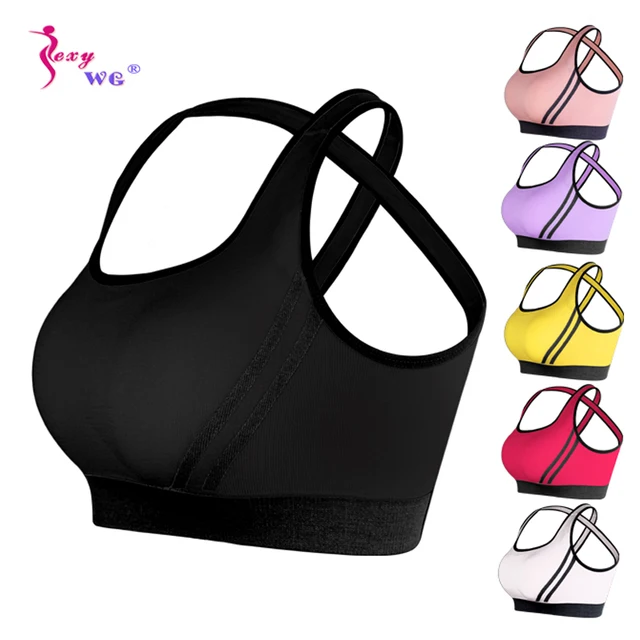 US $3.49 SEXYWG Woman Girls Sports Bra Cross Back Running Gym Vest Top Female Fitness Active Clothing Seamle