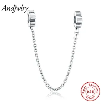 

Authentic 925 Sterling Silver Round Dangle Safety Chain Charm Fits Original Charms Bracelet 925 Berloque DIY Jewelry