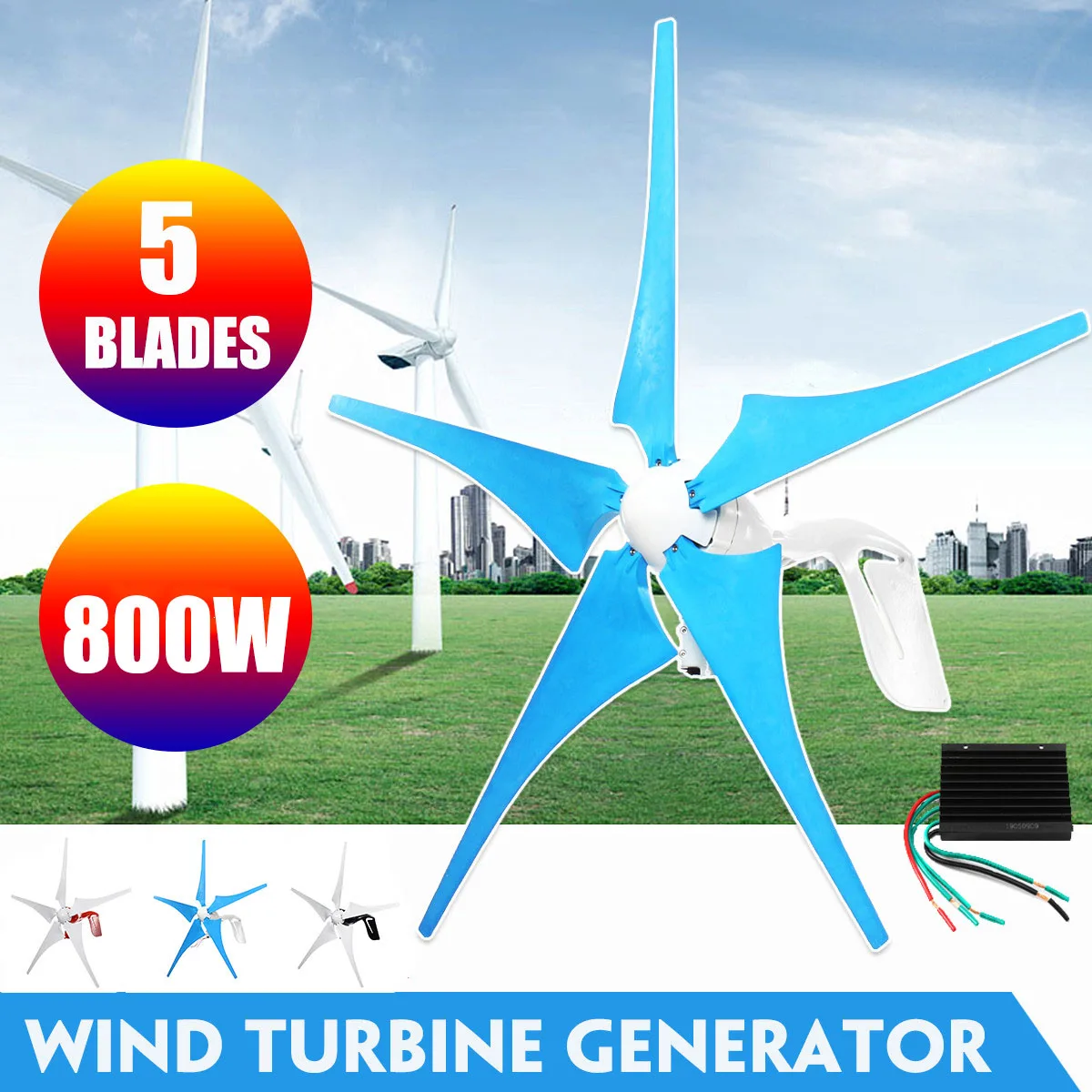 

800Wind Generator AC12V/24V Wind Turbines Wind Turbines Generator with 3 Nylon Fiber Blades for Home Solar Streetlight ,Boat