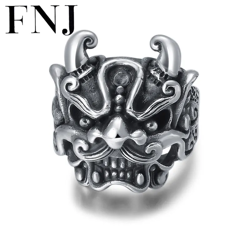 

FNJ Lion Rings 925 Silver Adjustable Size Animal S925 Solid Silver Ring for Men Jewelry Fine