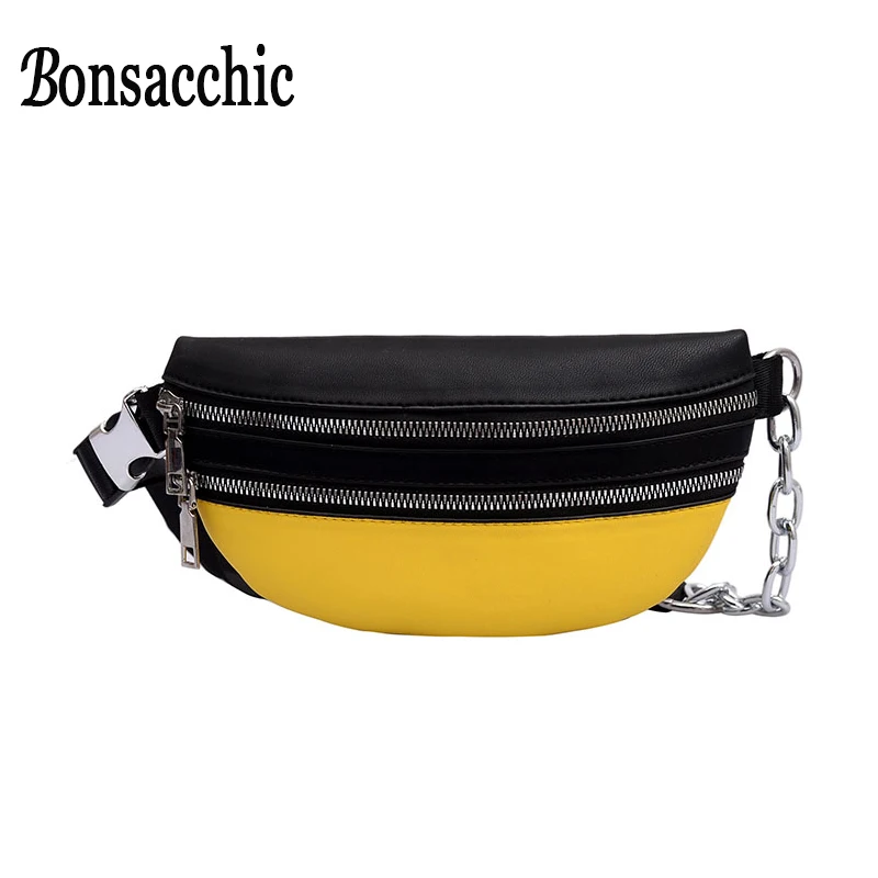 Bonsacchic модная поясная сумка брендовая на двойной молнии для женщин из