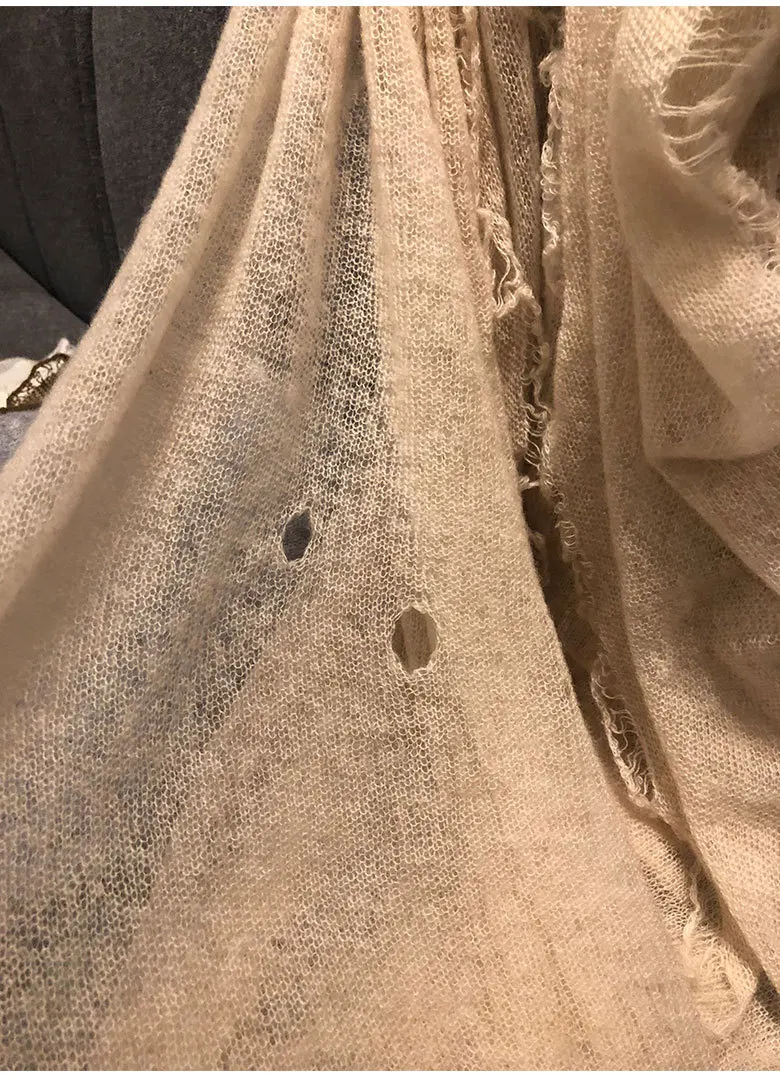 Naizaiga Cashmere irregular scarf warm comfortable small hole solid color Air-conditioned room warm shawl, JRSM112