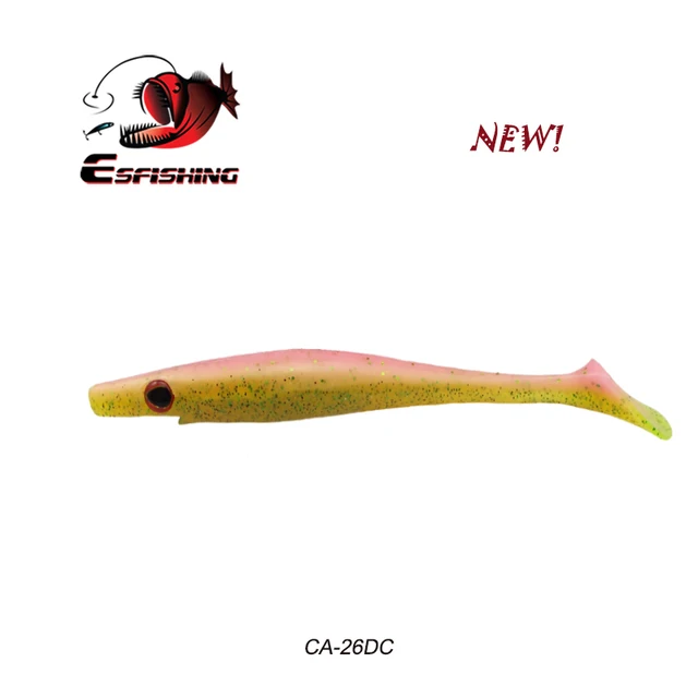 ESFISHING New Hog Shad 100, 125,150,200mm Sea Fishing Silicone Wobbler Soft Baits Paddle Tail Pesca Artificial Fishing Lures CA26DC
