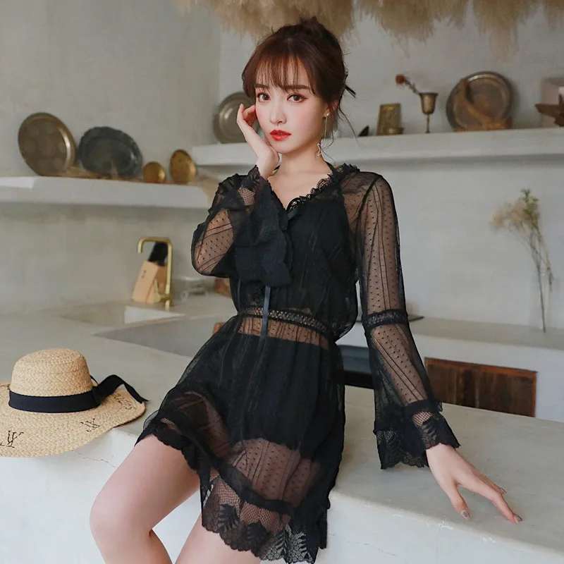 

Two-piece Swimsuits Women's Three-piece Set Bikini Beach Cover-up Skirt Slimming Boxer Belly Covering Island Holiday Tour Bathin