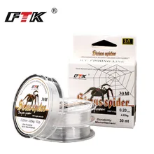 FTK новая леска для подледной рыбалки нейлоновые лески 30 м диаметр/мм 0,08 мм-0,25 мм 2,9-1,3 фунтов 5,7-кг для зимней прозрачной