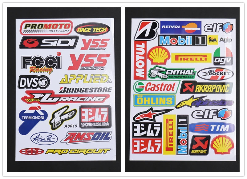 2 шт./лот A4 глянцевая пленка наклейки для Promoto Yoshimura YSS мотоцикл велосипед автомобиль блок скутер наклейки водонепроницаемый ПВХ 2 весь набор - Цвет: New02-11