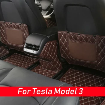 

Car Seat Back Kick Protector Pad Leather Cover 3pcs Brown Protective Auto