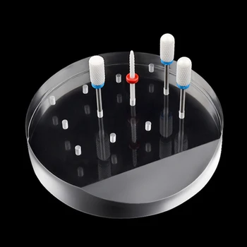 

12 Holes Acrylic Nail Drill Bits Holder Acrylic Grinding Head Display Base Nails Art Manicure Tool
