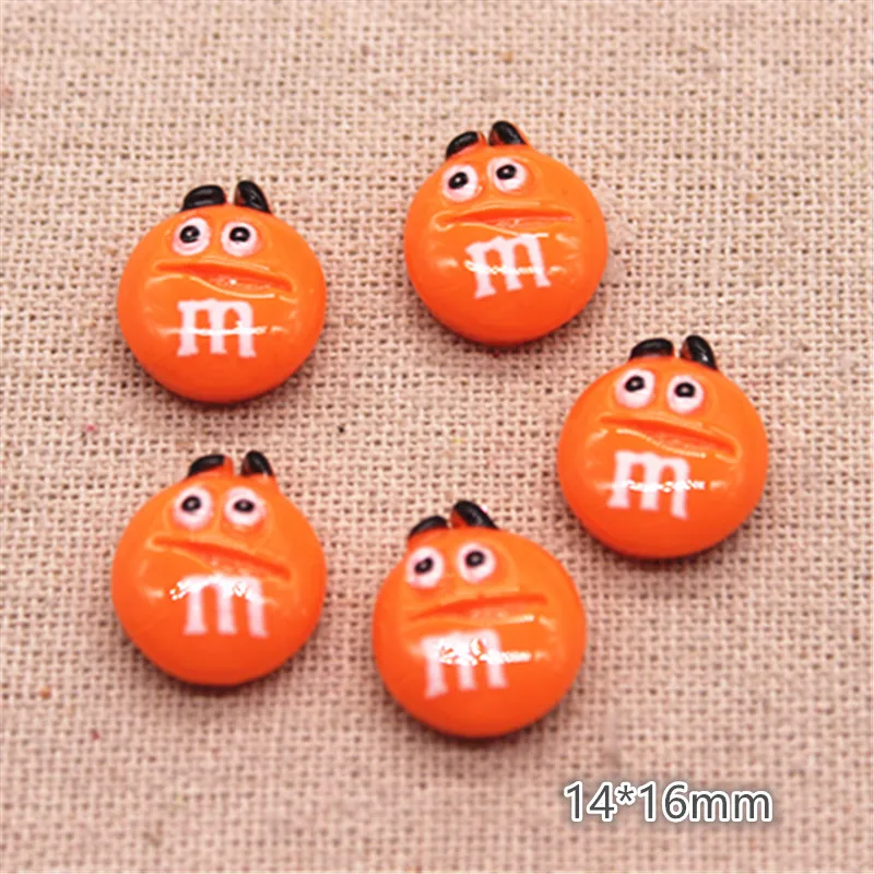 orange 20pcs 20 шт смешанных цветов эмотикон смолы Шоколадные Бобы M Flatback Кабошон DIY заколки для волос ремесло скрапбук - Цвет: orange 20pcs