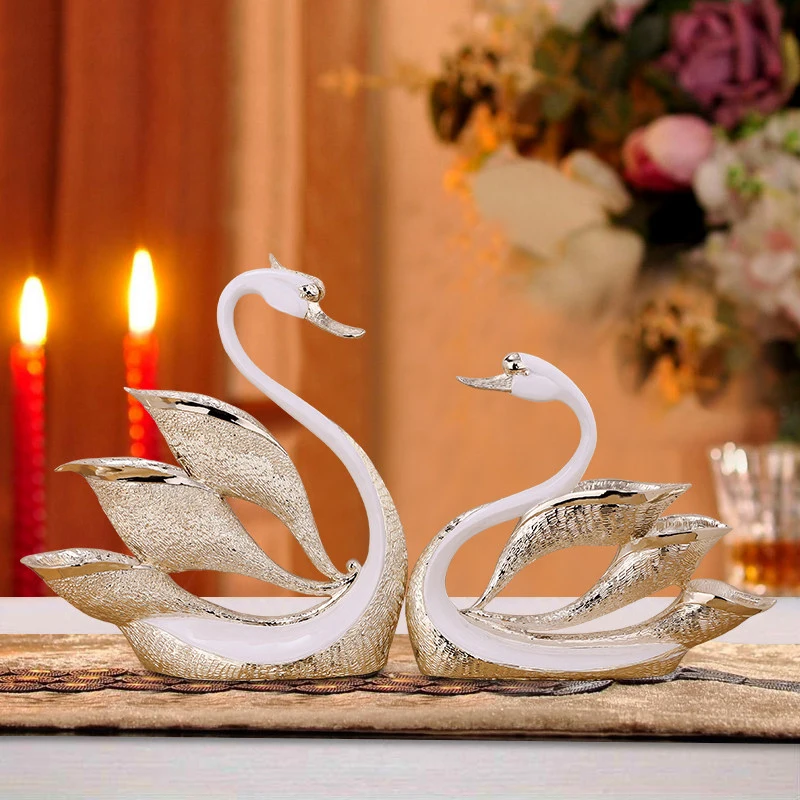 

Nordic Resin Lucky Couple Swan Statues Accessories Wedding Gifts Art Table Animal Crafts Home room Desktop Figurines Decoration