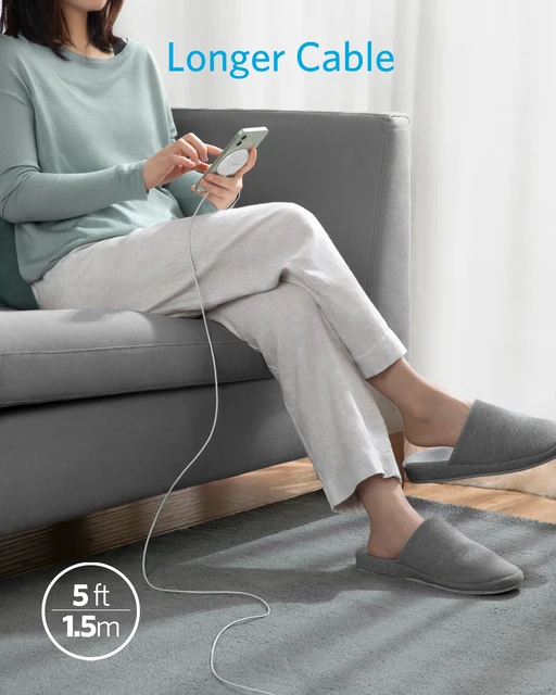 Anker 313 Magnetic Wireless Chargers 5 ft Built-in USB-C Cable PowerWave Magnetic Pad Lite Magsafe for iPhone 14/13/12 Series - Hình ảnh 6