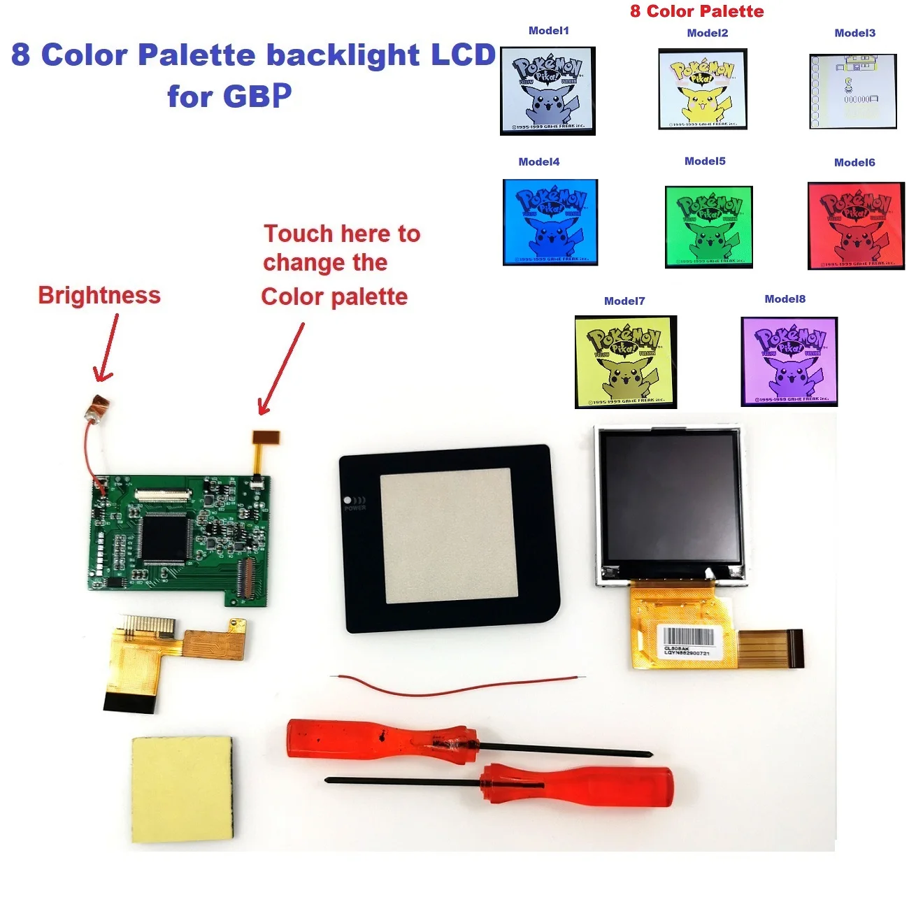 Double Touch Version Gbp Colorful Palette Super Osd Rips High Light Retroilluminato Ips Lcd Screen Mod Per Game Boy Pocket