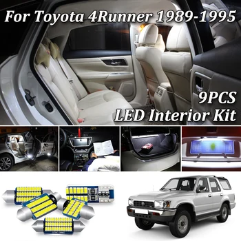 

9Pcs No Error White Canbus For Toyota 4Runner 2 II N120 N130 LED Interior Map Dome Light + License Plate Lamp Kit (1989-1995)
