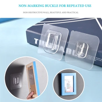 

Household seamless transparent plastic hook kitchen bathroom shelf waterproof sticky hook strong picture-mother combination