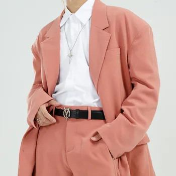 

Men 2 Pieces Suits Sets Jacket+pant Vintage Casual Male Streetwear Hip Hop Loose Suit Blazers Coat Straight Pant