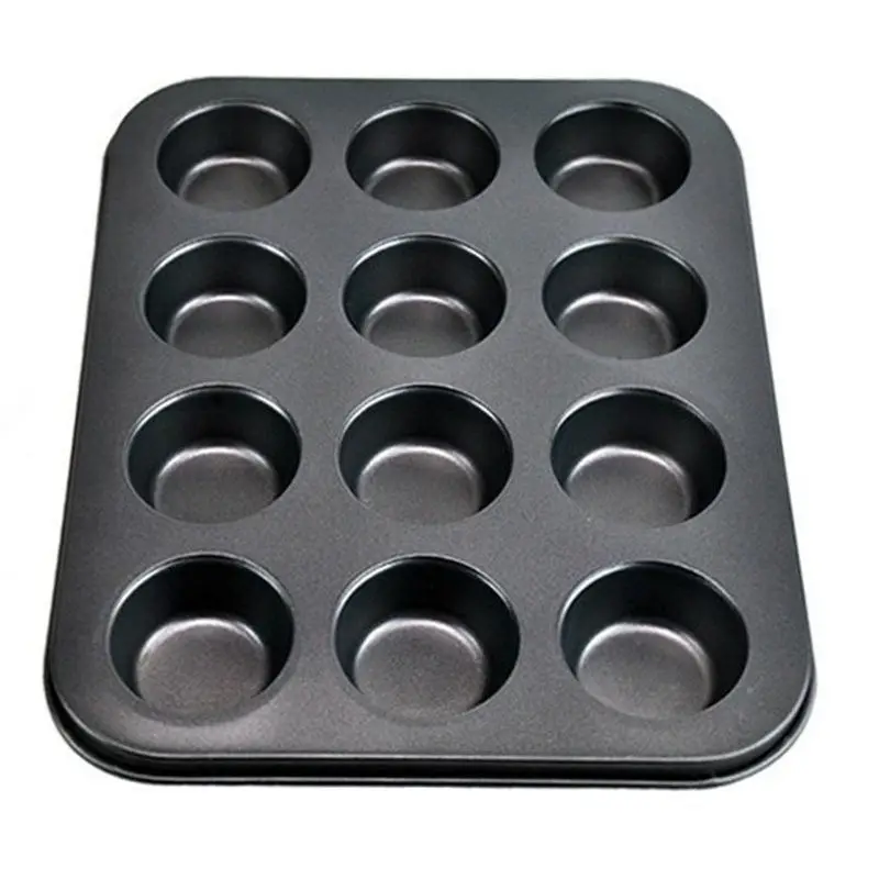 

Cake Pan 12 Cups Iron Non-stick Cupcake Baking Tray Mini Metal Muffin Pan