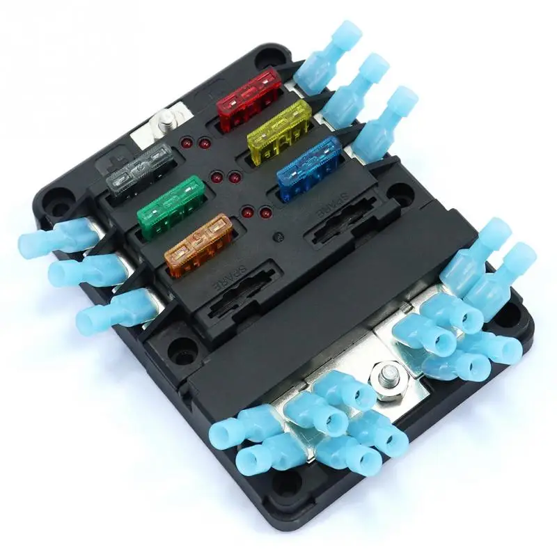 DC32V 100A лезвие предохранителей Holder-12P отрицательный сборных шин быстрая терминалов с плавкий предохранитель светодиодный Предупреждение светильник для автомобиля лодка морской