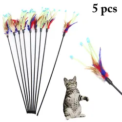 5 шт. игрушка для кошек палочка для игры с котом игрушка палка перо игра Забавный котенок товары для домашних животных обучающая кошка