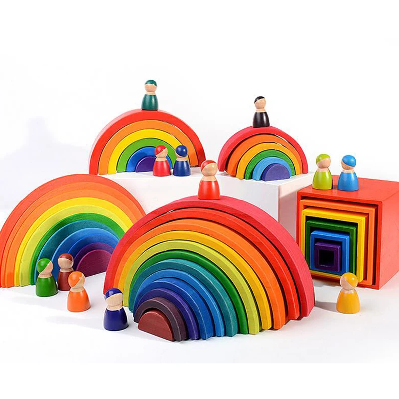 wooden rainbow stacking toy