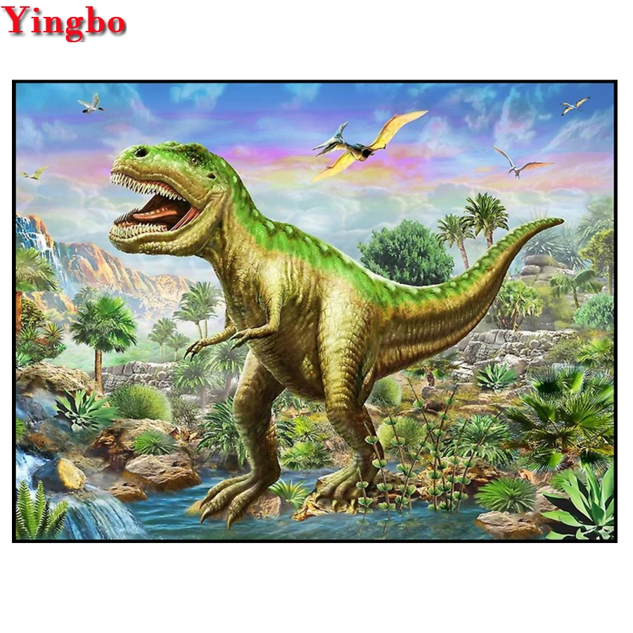 Алмазная вышивка крестом алмазная стразами 5D с изображением динозавра | Дом и сад