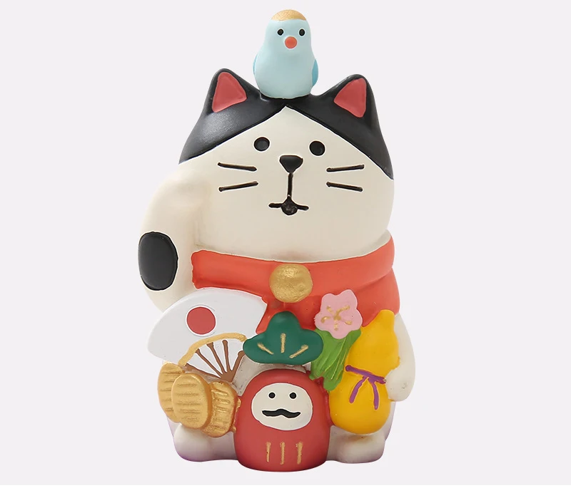 Япония Подлинная kawaii талисман Манеки Неко Счастливый Кот Лиса Миниатюрная модель Фигурки Рождественский магазин украшения дома - Цвет: lucky cat