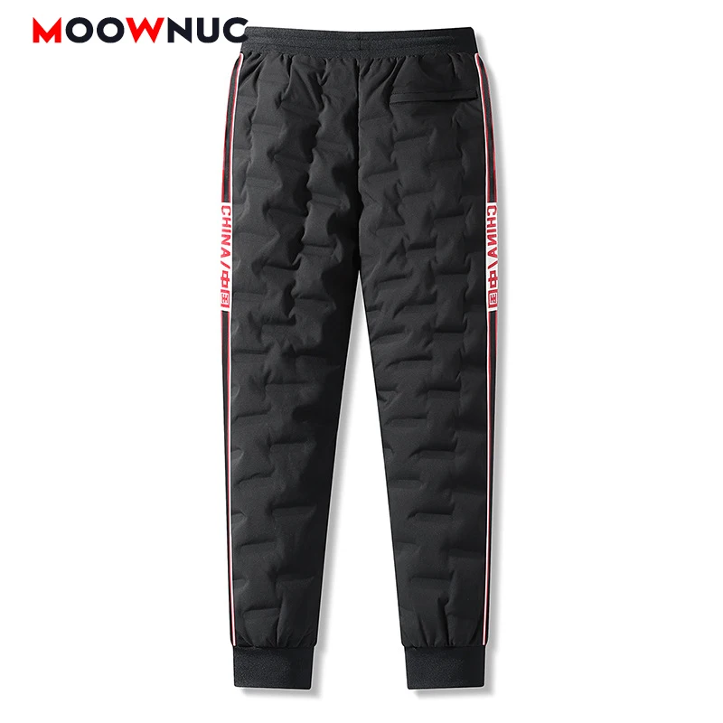 

2021 Winter Men's Casual Pant Fashion Trouser Male White Duck Down Thick Hombre Warm Sportswear Sweatpant Long Plus Size MOOWNUC