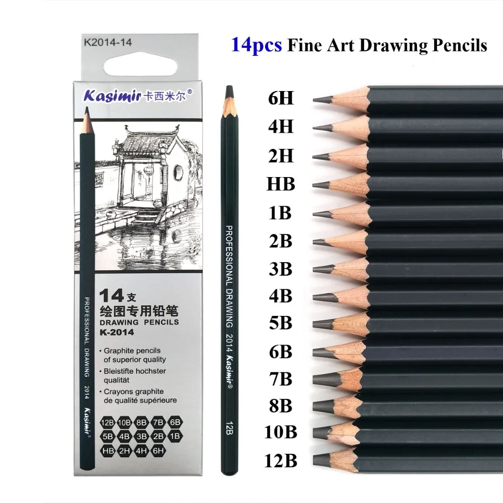 14/24pcs 6H-12B 14B Drawing Charcoal Pencils Set Professional Skeching Pencil Graphite Pencils Pencil For Artist Painting ollin professional крем краска для бровей и ресниц графит ollin vision graphite 20 мл