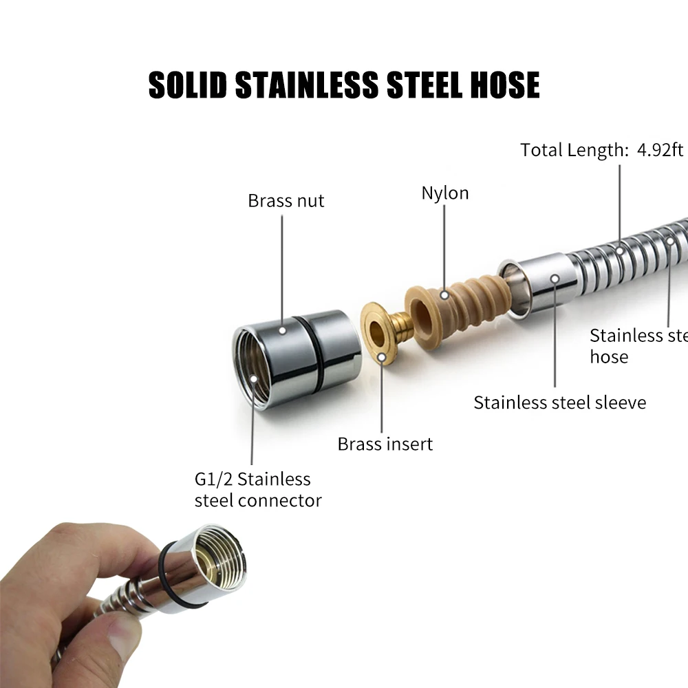 Ручная насадка для душа, водоотводная насадка высокого давления из нержавеющей стали, набор шлангов из полированного хрома для ванной комнаты, ручная насадка для душа, держатель