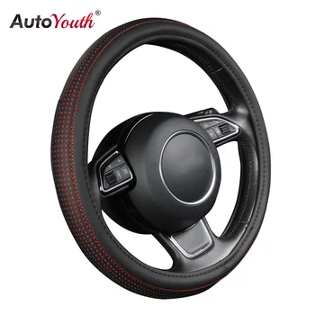

AUTOYOUTH PU Leather Steering Wheel Cover Sports Skyle with Anti-slip Braiding fit 15 in for Ford Focus 2 3 4 Mondeo Ecosport