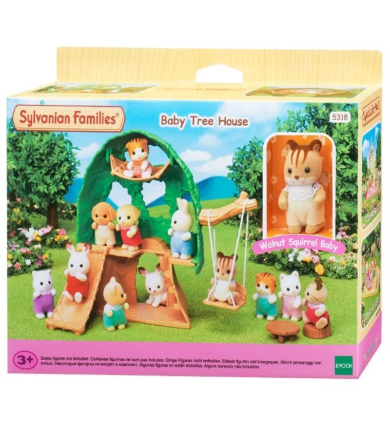  Sylvanian Families Toy Kindergarten Tree Cabin Contains Baby Squirrel High 15cm Girl's Play House D - 4000249063352