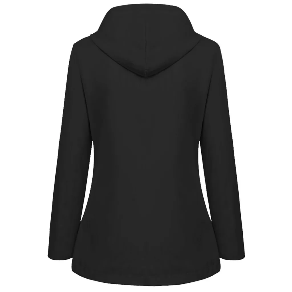 SAGACE Hooded Windproof Sweatshirt For Women Plush Pocket Zipper Thickening Coat Casual Solid Winter Plus Size Outwear